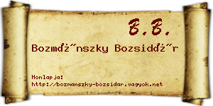 Bozmánszky Bozsidár névjegykártya